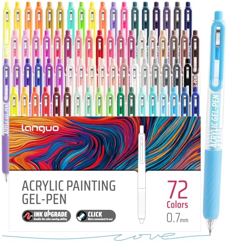 Acrylic Gel Pens For Coloring, 72 Colors Retractable Colored Pens for Black Paper & White Paper, 0.7mm Fine Point Colorful Pens for Coloring, Writing, Drawing, Journaling, Note Taking, Office, Home - color: 72PCS-Gift Set