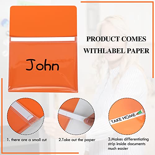 Karenhi 16 Pcs Magnetic File Holder Magnetic Pockets Folders for Whiteboard Magnet Paper Holder Dry Erase Marker Storage Fridge Pocket Storage Planner Mail Organizer for Refrigerator Classroom Office