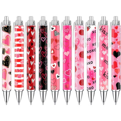 Idealmuzik Heart Pens Set –Valentines Day Pens Cute Pink & Red Heart-Shaped Gel Pens for Women – Lovely Writing Stationery for Home or Office, 10 Pack - style: Heart
