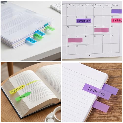 2000Pcs Page Markers Bright Sticky Tabs Translucent Arrow Flags Sticky Notes Flags Fluorescent Index Stickers for Textbooks Studying Work Organization