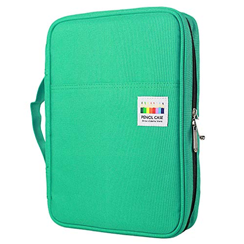 YOUSHARES 166 Slots Colored Pencil Case, 110 Slots Gel Pens fo Coloring Case Organizer, Handy Multilayer Color Pencil Holder for Glitter Gel Pens, Refills, Colored Pencils for Adults & Artist (Green) - color: Green