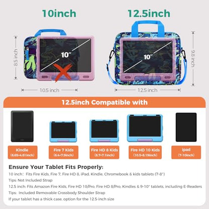 Choco Mocha Kids Tablet Sleeve Bag for Boys & Girls, (10-12.5Inch) - color: Geometry-green 12.5inch, size: 12.5inch(12.5 x 9.8 x 1.3)