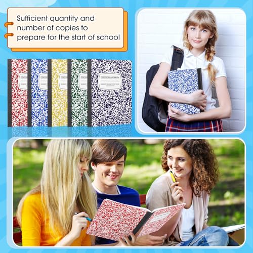 Fainne 60 Pack B5 Composition Notebooks Bulk 7.5 x 9.75'' College Ruled Composition Notebooks 50 Sheets (100 pages) Marble Covers Notebook for School Classroom Office Supplies(Multicolor) - color: Multicolor