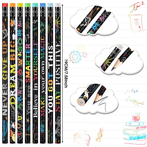 Pasimy 120 Pieces Bulk Inspirational Pencils Colorful Cute Motivational Pencil with Eraser Wood Fun Positive Pencils with Inspiring Words Sayings for Students Classrooms Favors Back to School