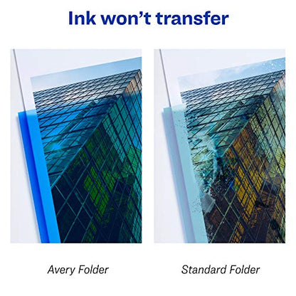 Avery Translucent Two Pocket Folder, Water Resistant, Holds up to 20 Sheets, 1 Blue Folder (47811) (Pack of 2) - color: Multi, size: 1 Count (Pack of 2), style: Translucent