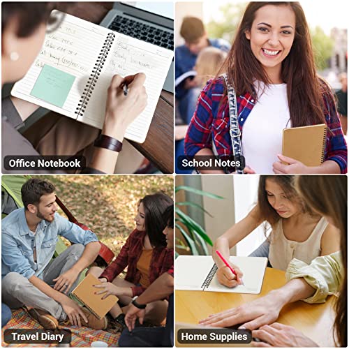 EUSOAR Spiral Ruled Notebook, A5 6 Pack 5.5" x 8.3" 120 Pages Lined Travel Hardcover Notebooks Journal, Memo Notepad Sketchbook, Students College Office Business Subject Diary Ruled Book Journal - color: Kraft, size: 6 Packs