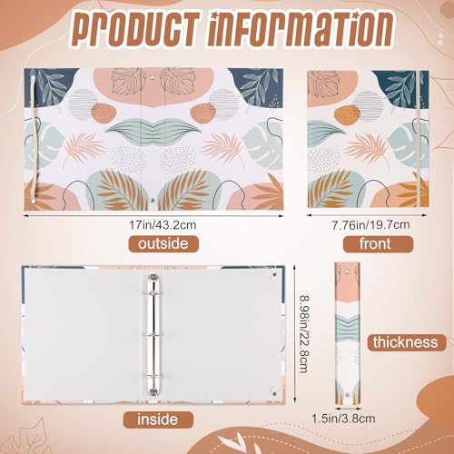 Colarr 4 Pcs Mini 3 Ring Economy Binders for 5.5" x 8.5" Paper for School, Office and Home Use, Cute Boho Leaves Small 1 Inch Round Three Ring A5 Binders with Elastic Cord, Decorative Hardcover - style: Boho Leaves