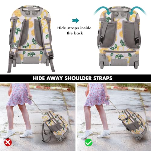 Tilami Rolling Backpack for Kids 18 inch Boys and Girls Laptop Backpack,Lemon - color: Lemon