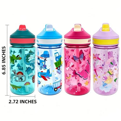 13oz Leak Proof Kids Water Bottle, Sturdy and drop-resistant | BPA Free, with Straw & Handle for School Travel Home, Dishwasher Safe