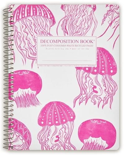 Decomposition Jellyfish College Ruled Spiral Notebook - 9.75 x 7.5 Journal with 160 Lined Pages - 100% Recycled Paper - Cute Notebooks for School Supplies, Home & Office - Made in USA - color: Jellyfish, style: Spiral-bound