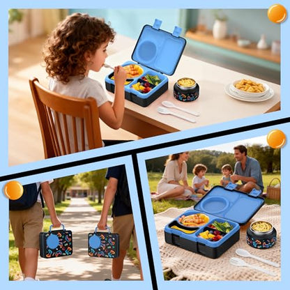 Bento Lunch Box for Kids Adult, Leakproof 3-4 Compartment Bento Box Set with Insulated Food Jar,Water Bottle, Lunch Bag, School Lunch Container for Toddler Teen Girls Boys Ages 3+(Game) - color: Game