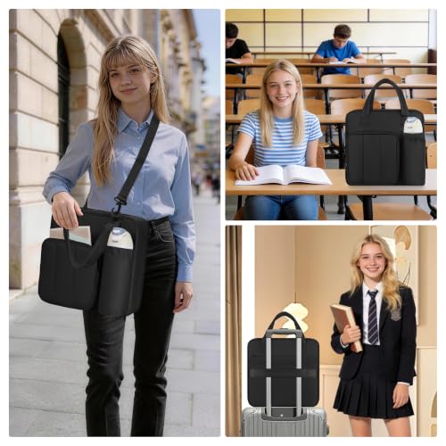 Upgraded Zipper Binder | 3-Inch & 2-Inch O-Rings, 600 Sheet Capacity Trapper Keeper with 13 Inch Laptop Sleeve & Water Bottle Holder, Binder Bag with Multi-Pockets & Shoulder Strap (Black) - color: Black