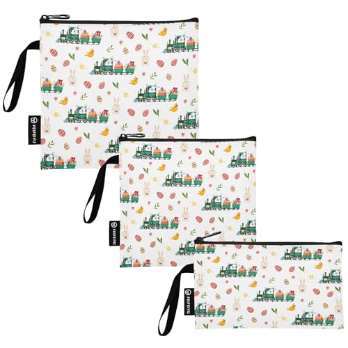 Reusable Food Storage Bags Easter Rabbit 3 Pack Set Lunch Bag Compact Sandwich Snack Bag Small Medium Large for Lunch, Travel & Organization - color: Bag 24