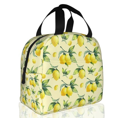 Lemon Yellow Insulated Lunch Bag Reusable Lunch Box Women Men,Cooler Thermal Meal Tote for Kids School Student Picnic Office Work - color: Lemon Yellow