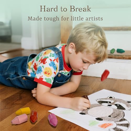 Soy & Beeswax Crayons for Toddlers, 12 Colors Non-Toxic Natural Crayons, Chunky Easy-Grip Design for Little Hands, Unbreakable Baby Art Supplies