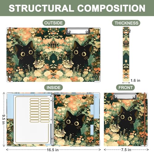 Rouidr Mini 3 Ring Binder with clipboard, 1 inch Round Binder Organizer, 8.5"x5.5" Cute Binder with 5 Dividers Tabs & Clear Sleeves, School Supplies, Office Supplies - color: Cute Cat, size: Mini 1in(8.5 x 5.5 in)