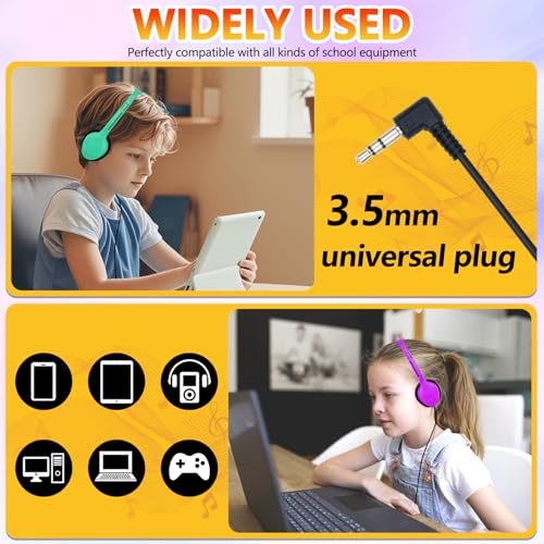 Class Set Headphones for Kids Students School Classroom 20 Pack | Bulk Headphones for Kids Adjustable with 3.5 mm Jack for Library Children Mixed Colors