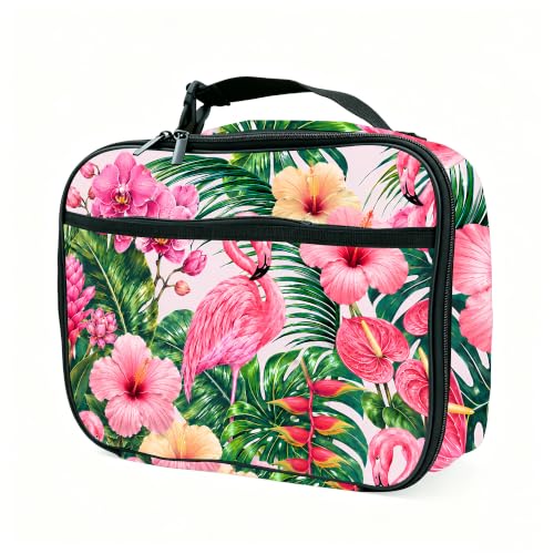 Flamingo Lunch Box Insulated Reusable Lunch Bag Tote Cooler for Women Men Boy Girl School Work Office Picnic - color: Flamingo