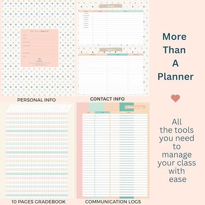 Teacher Planner 2026-2027, Horizontal Lesson Plan Book for Teachers | Pastel Striped, 8.5" x 11" | Weekly & Monthly Academic Year Lesson Planner, July 2026-June 2027 | Stickers & Bookmark - color: Pastel Stripes