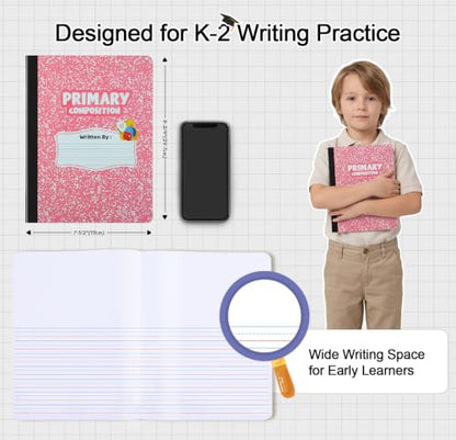 BESARME 24 Pack Primary Composition Notebook Bulk, K-2 Writing Journal Notebooks for Drawing and Story Practice, 9-3/4" x 7-1/2" Half Blank Books School Supplies for Classrooms