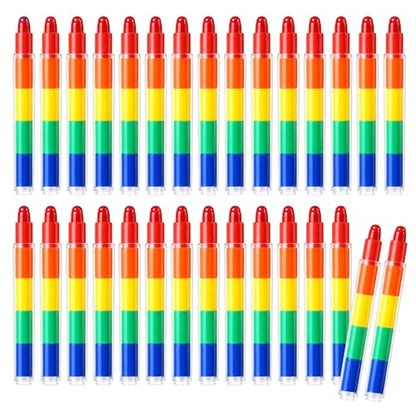 Dunzoom 30 Pcs Stacking Crayons Stackable Buildable Crayon 5 Colors Interchangeable Colorful Stackable Rainbow Crayons Party Favor for Office DIY Supplies