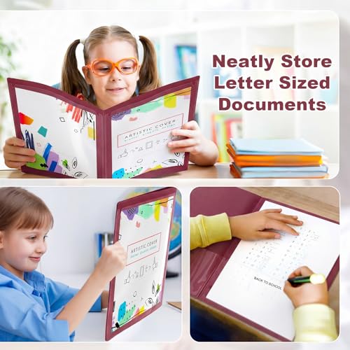 Henoyso 24 Pcs Plastic Folders with Clear Front Pockets Heavy Duty Take Home Back to School Pockets Homework Folders for School Students Parent Teacher Classroom Communication (Burgundy) - color: Burgundy