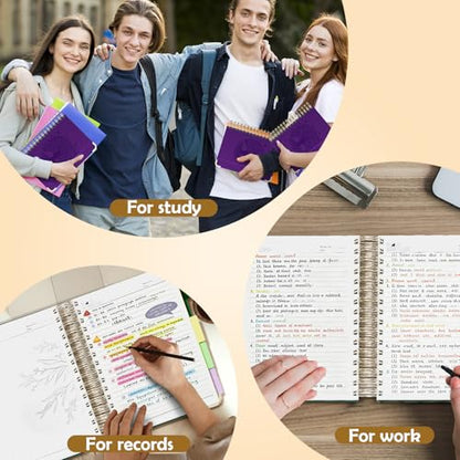 QIYVLOS Hardcover Spiral Notebook, B5 Journal with Removable Dividers Tabs, 5 Subject Notebook College Ruled, 320 Pages 8"x10" Leather Notebooks for Work School Study, Lined Journal for Women, Purple - color: B5/Purple