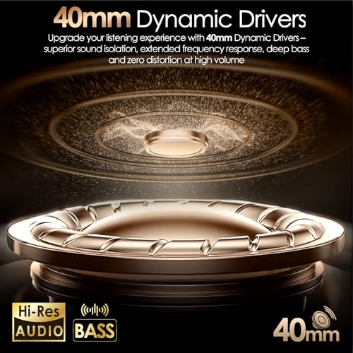 Active Noise Cancelling Headphones, USB C Headphones Wired Headphones Over Ear with HD Mic, Hi-Fi Stereo Sound, Big Bass, Portable Foldable Lightweigh Headphone for Airplane Trave/Office/Game/School