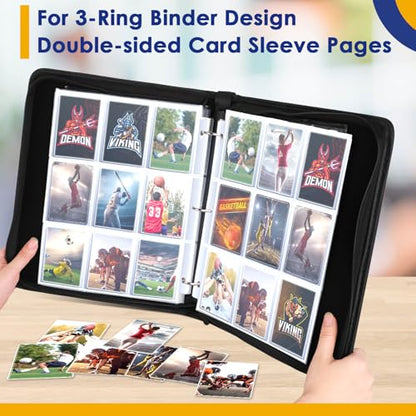 900 Pockets Card Binder, Trading Card Album Display Holder, PU Cover Zip Binder for Cards, Durable Card Holder Album for TCG Game Cards and Sports Cards - color: Navy Blue