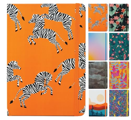 Beatrix & Luca College Ruled Notebook - A5 Journal – Lay Flat with Bookmark and Elastic Band - 160-Pages – 100 GSM Paper - Composition or Diary – Lined Pages - color: orange zebras