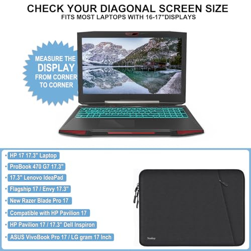 Laptop Sleeve Bag 17 Inch, Shockproof Protective Computer Sleeve Cover | Laptop Case with Accessories Pocket, Laptop Cover Compatible with MacBook Air/Pro 13-13.3 inch, MacBook Pro 14 inch, Black - color: Black, size: 17 inch