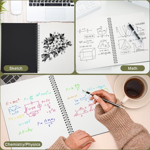 Resurhang 2 Pack B5 Graph Paper Spiral Notebooks 7.3" x 10" Grid Notebooks 160 Pages 4 Squares Per Inch Graphing Paper Quad Ruled for Engineering Work Math School