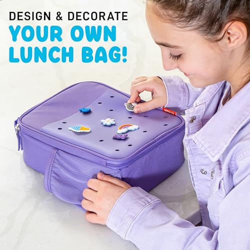 Fit & Fresh Lunch Box For Kids, Boys & Girls, School, Camp, Insulated Bag With Shoe Charm Slots For Personalization, Purple - color: Purple