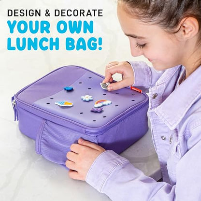 Fit & Fresh Lunch Box For Kids, Boys & Girls, School, Camp, Insulated Bag With Shoe Charm Slots For Personalization, Purple - color: Purple
