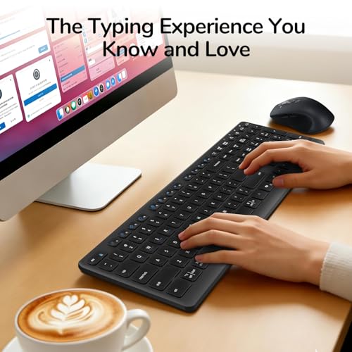 Wireless Keyboard Mouse Combo, Scissor-Switch Keys, 2-in-1 USB Receiver and Two Bluetooth, Multi Device Silent Design for Computer, Laptop, MacBook and iPad (Graphite) - color: Graphite