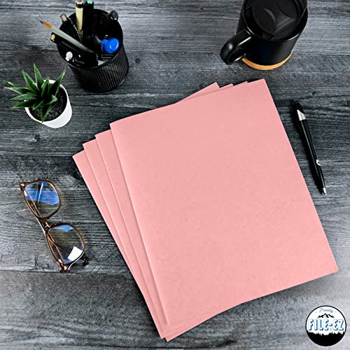 FILE-EZ Two-Pocket Folders, Pink Color, 25-Pack, Durable Textured Paper with Matte Finish, Letter Sheet Size (EZ-32590) - color: Pink, size: 25 Folders