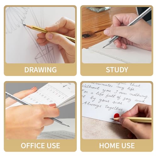 M&G Gleam Series 24 Pack HB Triangular Wood-Cased Pencils, Unsharpened with Matching Erasers, Smooth Writing Break-Resistant Core, Gold and Silver Solid Barrels for School Office Classroom Supplies - style: GLEAM