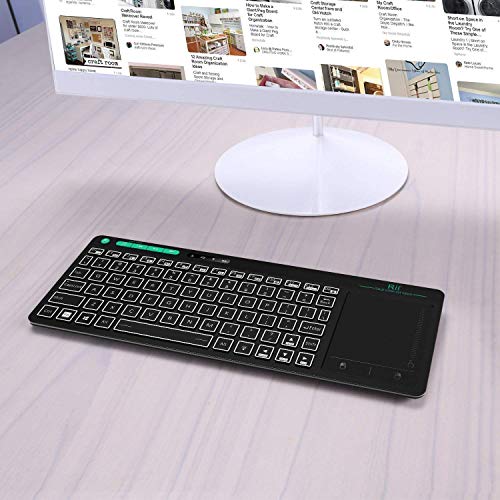 Rii K18 Plus Wireless 3-LED Color Backlit Multimedia Keyboard with Multi-Touch Big Size Trackpad,Rechargable Keyboard for Android TV Box,PC,Smart TV,Xbox,Raspberry Pi, HTPC IPTV,Windows, MacOS - style: 2.4G Version