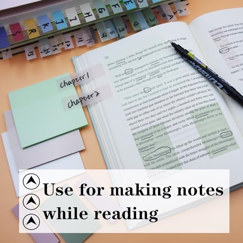 YOUDEFUL Translucent Sticky Notes, 3"x3" Cute Clear Transparent Page Flags Book Markers Stickers, Planner Accessories Sticky Notes, Bible Journaling Study Office School Supplies - size: Square Green