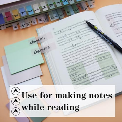 YOUDEFUL Translucent Sticky Notes, 3"x3" Cute Clear Transparent Page Flags Book Markers Stickers, Planner Accessories Sticky Notes, Bible Journaling Study Office School Supplies - size: Square Green