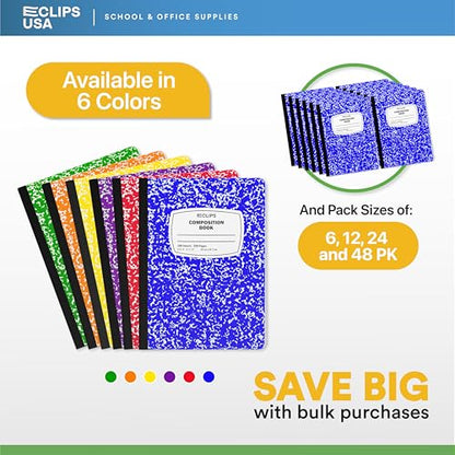 Composition Notebook Wide Ruled Composition Notebooks Bulk Blue Marble Hard Cover Wide Ruled Notebook Paper Note Books For Schools Marble Composition Books 100 Sheets 200 Pages 9.75” x 7.25” (6 Pack, Blue) - color: Blue, size: 6 Pack