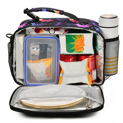 MNSRUU Unisex Insulated Lunch Bag, Bat 12, Fabric, 11"x4.33"x 9.05", Ample Storage Space, Keeps Food Warm, Lightweight, Portable, Suitable for Kids, Friends, Family - color: Bat 12
