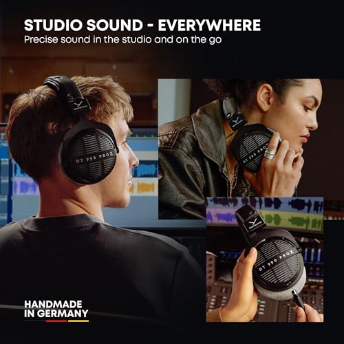 beyerdynamic DT 990 Pro X 48옴 유선 오버이어, 오픈 백 전문 녹음 스튜디오 모니터 헤드폰, 믹싱, 편집, 중요 청취, DJ 스테레오 헤드셋, 독일산, 블랙, 그레이