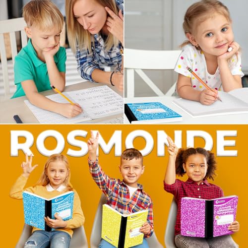 Rosmonde Composition Notebooks Primary Ruled 100 Pack, 200 Pages (100 Sheets), Color Marble Composition Notebook, Grades K-2, Bulk Primary Composition Notebook, Writing Dotted Lined - size: 100 Pack, style: Primary Ruled - Color Marble (Write)