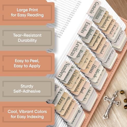 EssexWares - Boho Ombre Bible Tabs for Old and New Testament, 80 Large Print Tabs for Bible Study, Water-Resistant and Durable Index Tabs for Women and Men - 1.7" Wide - color: Boho Ombre
