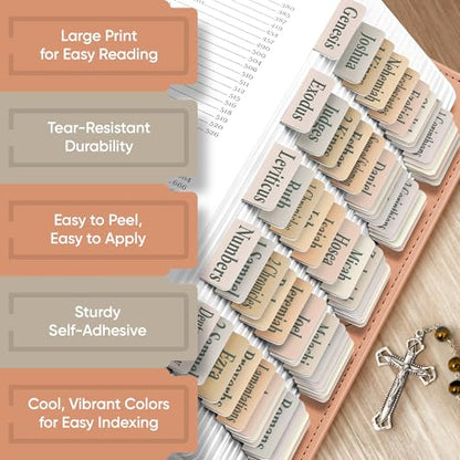EssexWares - Boho Ombre Bible Tabs for Old and New Testament, 80 Large Print Tabs for Bible Study, Water-Resistant and Durable Index Tabs for Women and Men - 1.7" Wide - color: Boho Ombre