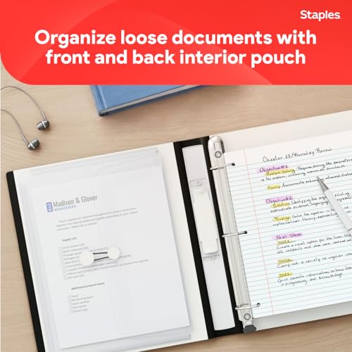 Staples Heavy-Duty 1-Inch D-Ring Binder, White – Large View 3-Ring Binder, Holds Up to 275 Sheets for School & Office - color: White, size: 1-Inch, style: 1 Pack