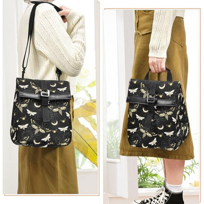 MNSRUU Insulated Lunch Bags Women Men, Death Moth Butterfly Portable Reusable Thermal Meal Tote Cooler Bag Organizer, Adjustable Shoulder Strap, Handle - color: Skulls 195