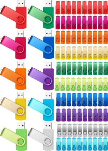 Kanayu 4GB 100 Pack USB Flash Drives Bulk 2.0 USB Thumb Drives Memory Drive with LED Light Portable Keychain Flash Drive for Data Storage Pc Computer Laptop Office School (Multicolor) - color: Multicolor