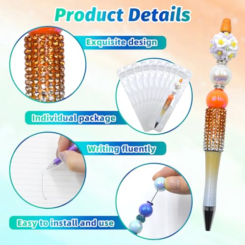 75 Pcs DIY Diamond Beadable Pen Kit - 25 Plastic Rhinestone Beaded Pens Bulk with Refills & Bags - Fancy Cute Glitter Pens for Crafting, Students & Teachers – School Supplies (Gradient) - color: Gradient, size: 25